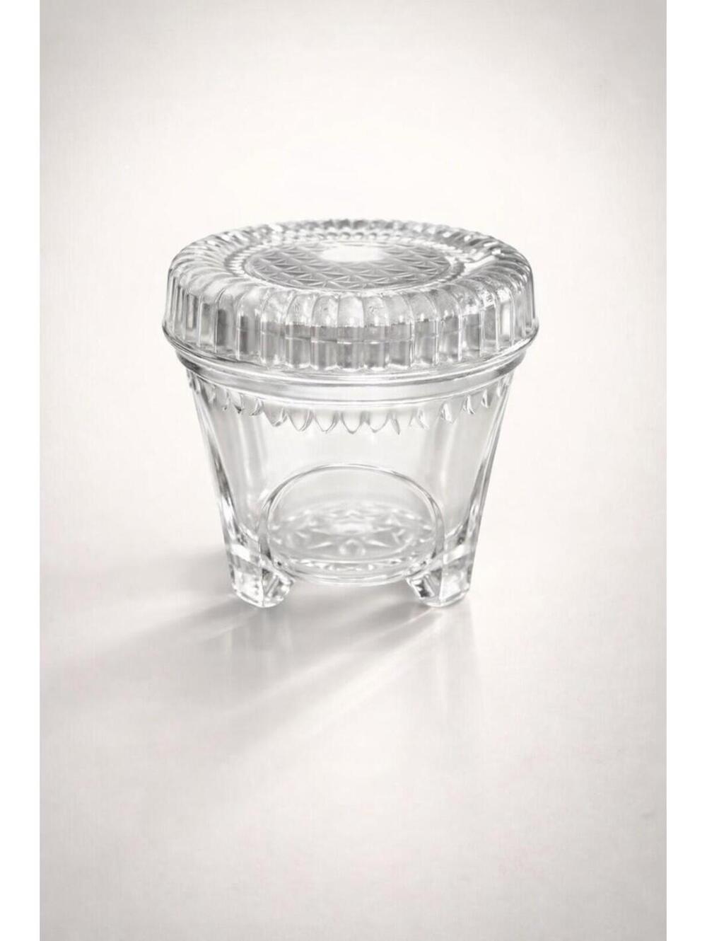 Vintage Cut Glass Crystal Salt Cellar with Lid - Elegant Table Accent